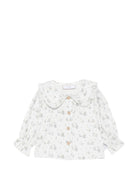Completo maglione camicia e pantaloncini per neonata Paz Rodriguez Kids beige con stampa grafica cigno 114175 154177 114176 68 PaZ RODRIGUEZ KIDS 