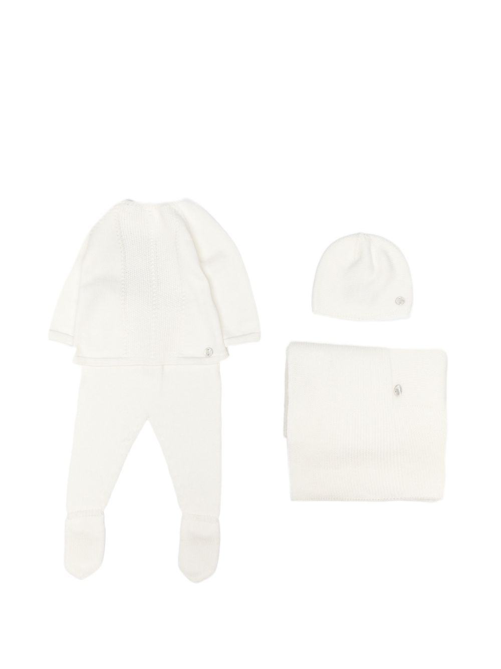 Set di quattro pezzi per neonati Paz Rodriguez Kids bianco con placca con logo 303-123774 60 PaZ RODRIGUEZ KIDS 