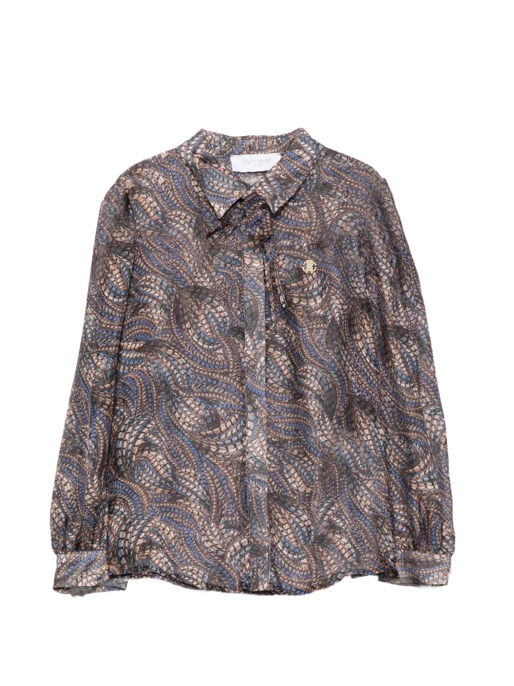 Blusa per bambina Roberto Cavalli Kids blu con colletto con fiocco CGA26014CA FAGIANELLA CERULEA ROBERTO CAVALLI KIDS 