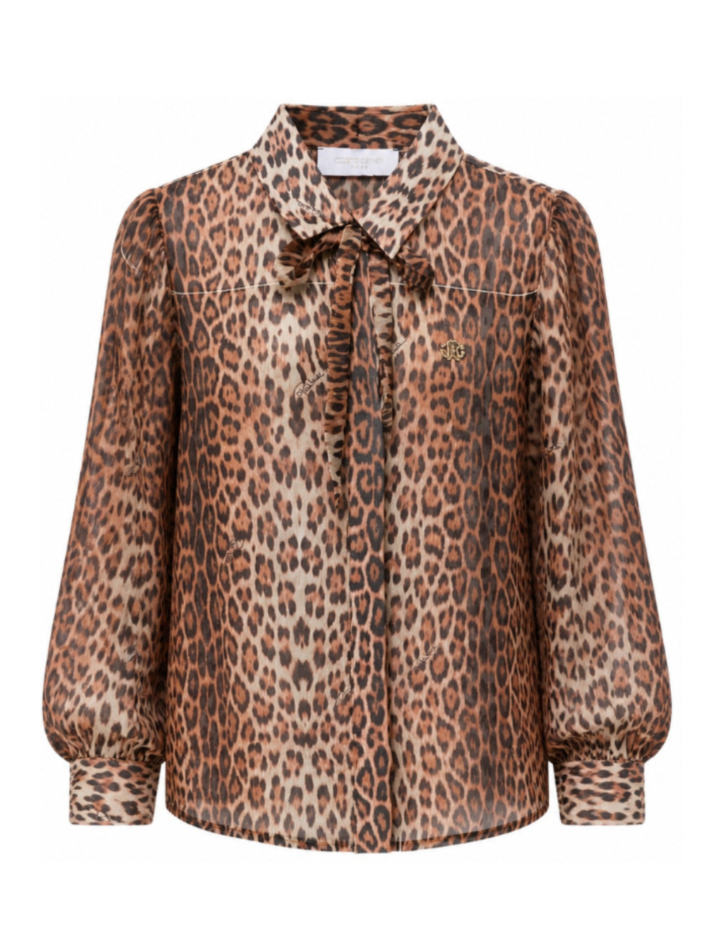 Camicia per bambina Roberto Cavalli Kids marrone con stampa animalier all-over CGA26014CA GIAGUARO NATURALE ROBERTO CAVALLI KIDS 