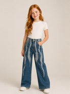 Jeans per bambina Roberto Cavalli Kids denim a gamba larga CGA26018JE DENIM BLUE MEDIUM ROBERTO CAVALLI KIDS 