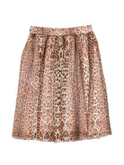 Gonna per bambina Roberto Cavalli Kids marrone con stampa animalier CGA26073GO GIAGUARO NATURALE ROBERTO CAVALLI KIDS 