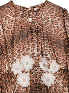 Abito per bambina Roberto Cavalli Kids marrone con applicazioni floreali CGA26080VE GIAGUARO NATURALE ROBERTO CAVALLI KIDS 