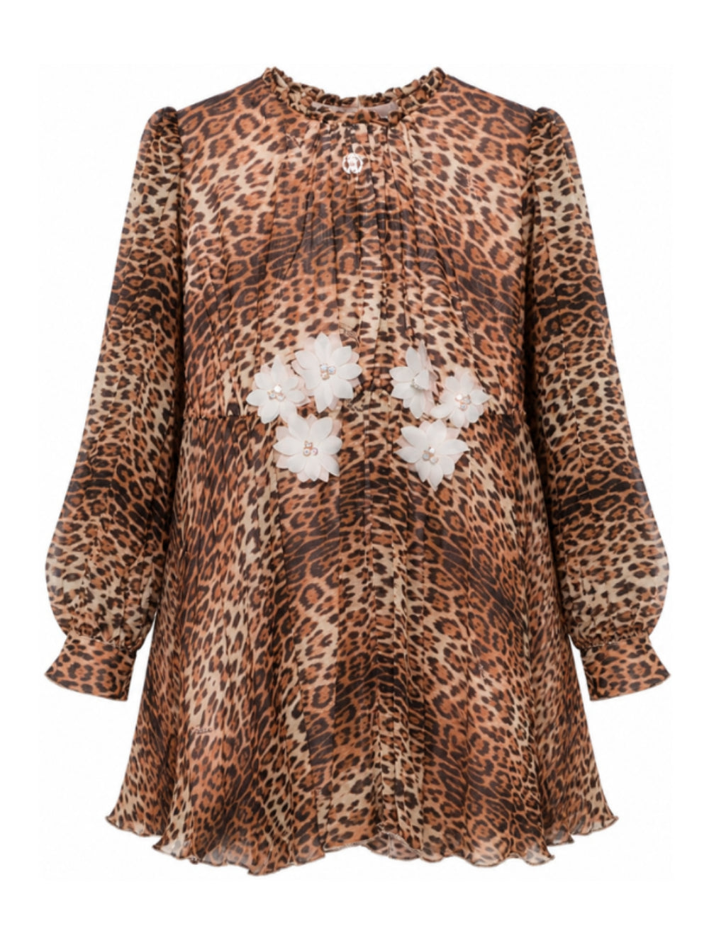 Abito per bambina Roberto Cavalli Kids marrone con applicazioni floreali CGA26080VE GIAGUARO NATURALE ROBERTO CAVALLI KIDS 