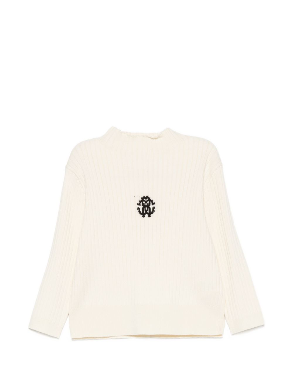 Maglione per bambina Roberto Cavalli Junior bianco crema con logo ricamato sul davanti CGA26101MA AVORIO CANNOLI CREAM ROBERTO CAVALLI KIDS 
