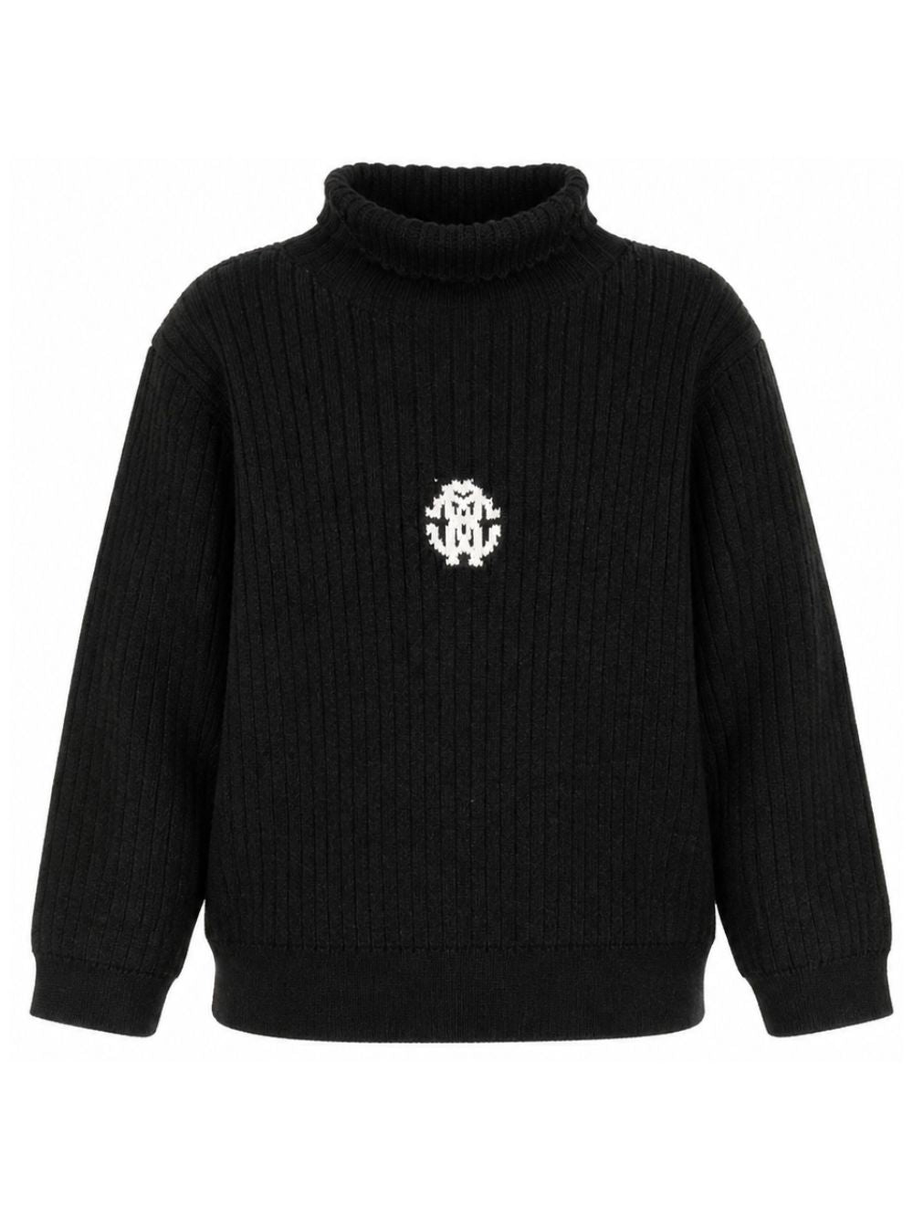 Maglione per bambina Roberto Cavalli Kids mero con ricamo logo sul davanti CGA26101MA BLACK ROBERTO CAVALLI KIDS 