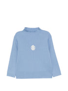 Maglione per bambina Roberto Cavalli Kids azzurro con logo ricamato sul davanti CGA26101MA BLUE LITTLE BOY ROBERTO CAVALLI KIDS 