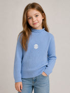 Maglione per bambina Roberto Cavalli Kids azzurro con logo ricamato sul davanti CGA26101MA BLUE LITTLE BOY ROBERTO CAVALLI KIDS 