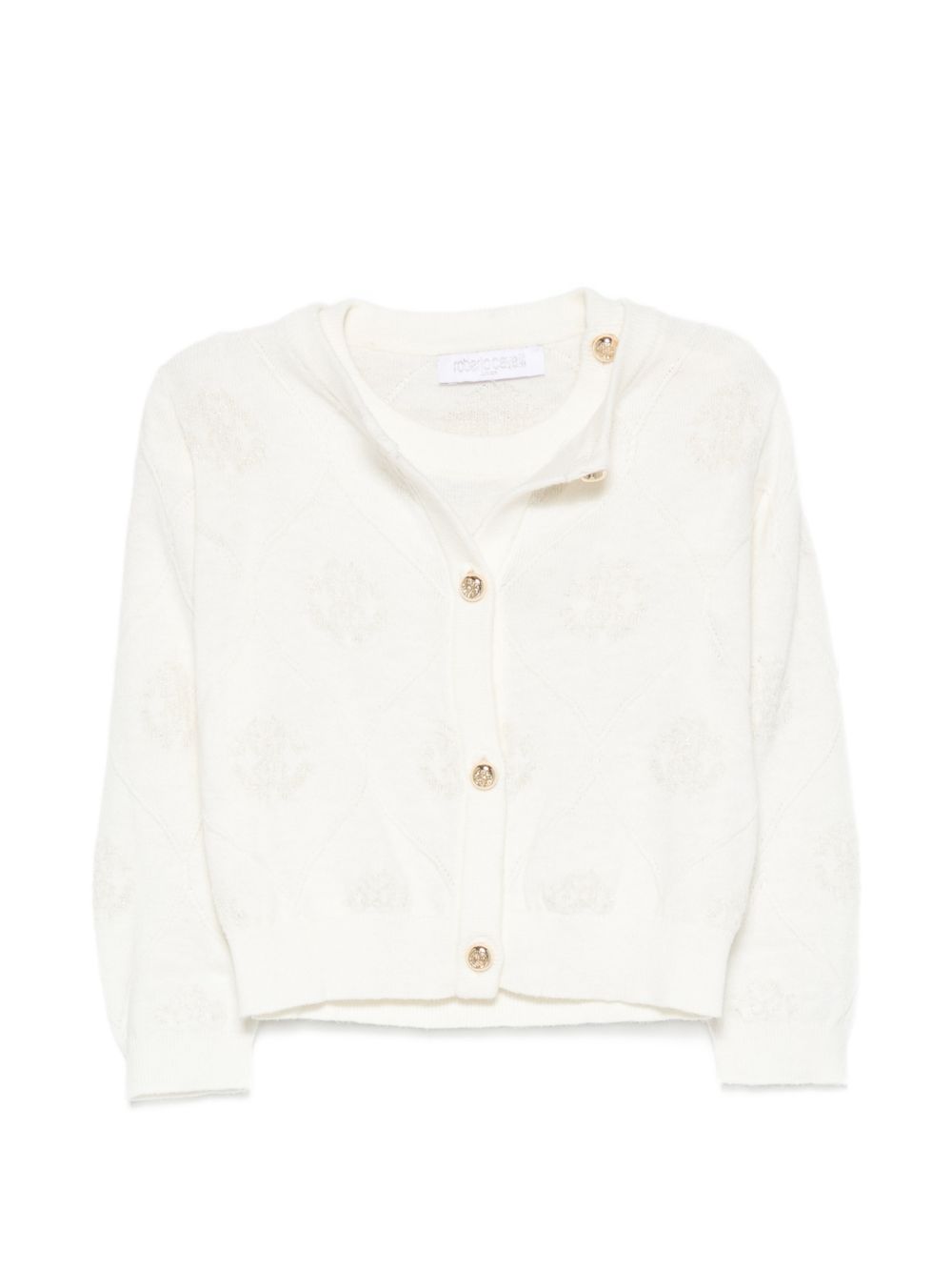 Cardigan per neonata Roberto Cavalli Kids bianco con monogramma applicato CIA26013TW AVORIO CANNOLI CREAM ROBERTO CAVALLI KIDS 