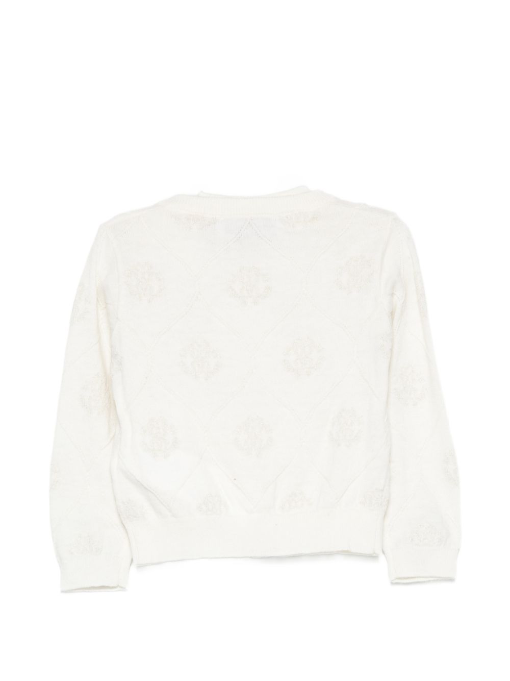 Cardigan per neonata Roberto Cavalli Kids bianco con monogramma applicato CIA26013TW AVORIO CANNOLI CREAM ROBERTO CAVALLI KIDS 