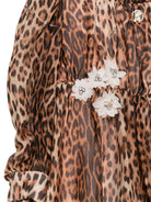 Abito per neonata Roberto Cavalli Kids marrone con applicazione floreale CIA26050VE GIAGUARO NATURALE ROBERTO CAVALLI KIDS 