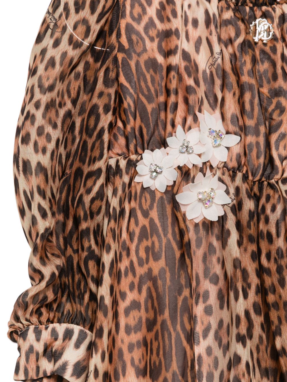 Abito per neonata Roberto Cavalli Kids marrone con applicazione floreale CIA26050VE GIAGUARO NATURALE ROBERTO CAVALLI KIDS 