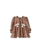 Abito per neonata Roberto Cavalli Kids marrone con applicazione floreale CIA26050VE GIAGUARO NATURALE ROBERTO CAVALLI KIDS 