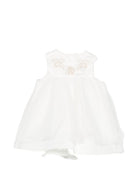 Abito per bambina Roberto Cavalli Kids bianco ricamato con logo CLA26054VE AVORIO CANNOLI CREAM ROBERTO CAVALLI KIDS 