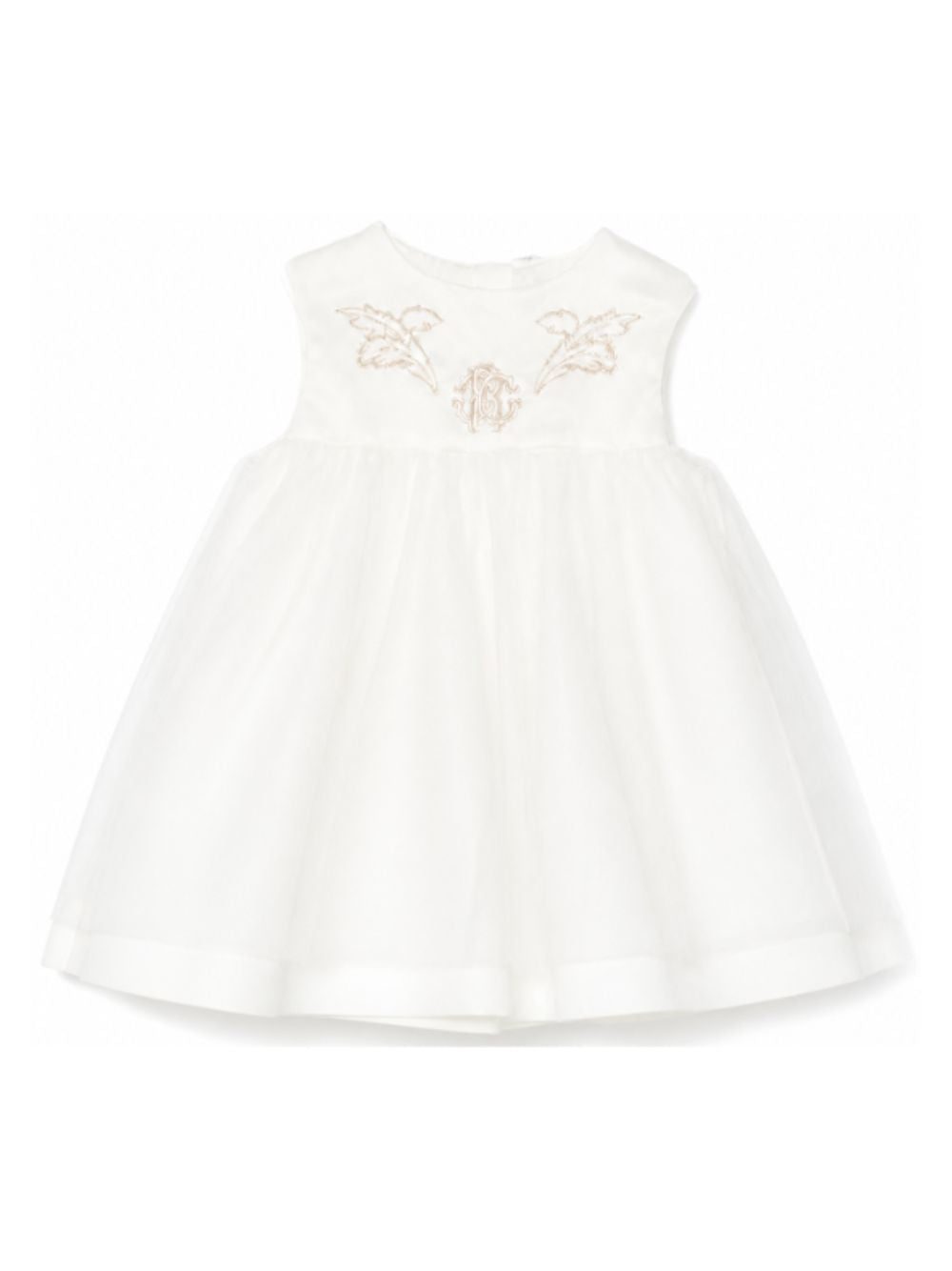 Abito per neonata Roberto Cavalli Kids bianco ricamato con logo CLA26054VE AVORIO CANNOLI CREAM ROBERTO CAVALLI KIDS 