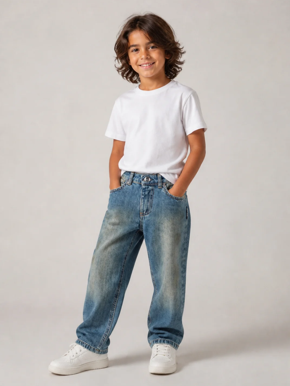 Pantaloni per bambino Roberto Cavalli Kids denim con effetto sporco JBA26025JE DENIM DIRTY EFFECT ROBERTO CAVALLI KIDS 