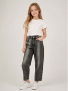 Jeans per bambina Roberto Cavalli Kids neri con effetto slavato JBA26085JE DENIM BLACK ROBERTO CAVALLI KIDS 