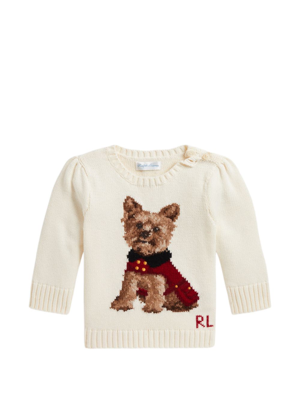 Maglione per neonati Polo Ralph Lauren Kids bianco con intarsio cane 310B28302 001 Ralph Lauren kids 