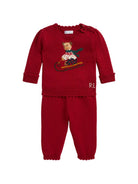 Set maglioncino e pantaloni per neonata Polo Ralph Lauren Kids rosso con ricamo orsetto 310B28761 001 Ralph Lauren kids 