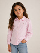 Camicia per bambina Polo Ralph Lauren Kids rosa con motivo ricamato Polo Pony 312929954 002 Ralph Lauren kids 