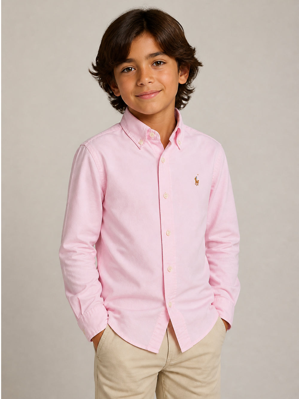 Camicia per bambina Polo Ralph Lauren Kids rosa con motivo ricamato Polo Pony 312929954 002 Ralph Lauren kids 