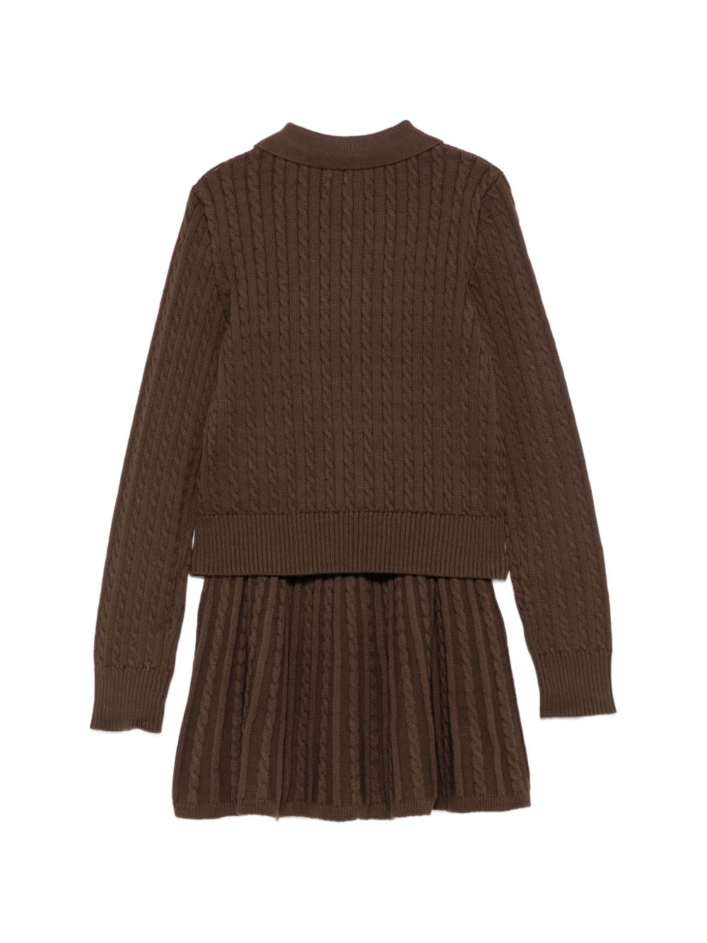 Completo cardigan e gonna per bambina Polo Ralph Lauren Kids marrone con motivo a trecce 312950779 BROWN Ralph Lauren kids 