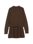 Completo cardigan e gonna per bambina Polo Ralph Lauren Kids marrone con motivo a trecce 312950779 BROWN Ralph Lauren kids 