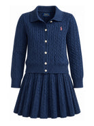 Completo cardigan e gonna per bambina Polo Ralph Lauren Kids blu con motivo a trecce 312950779 NAVY Ralph Lauren kids 