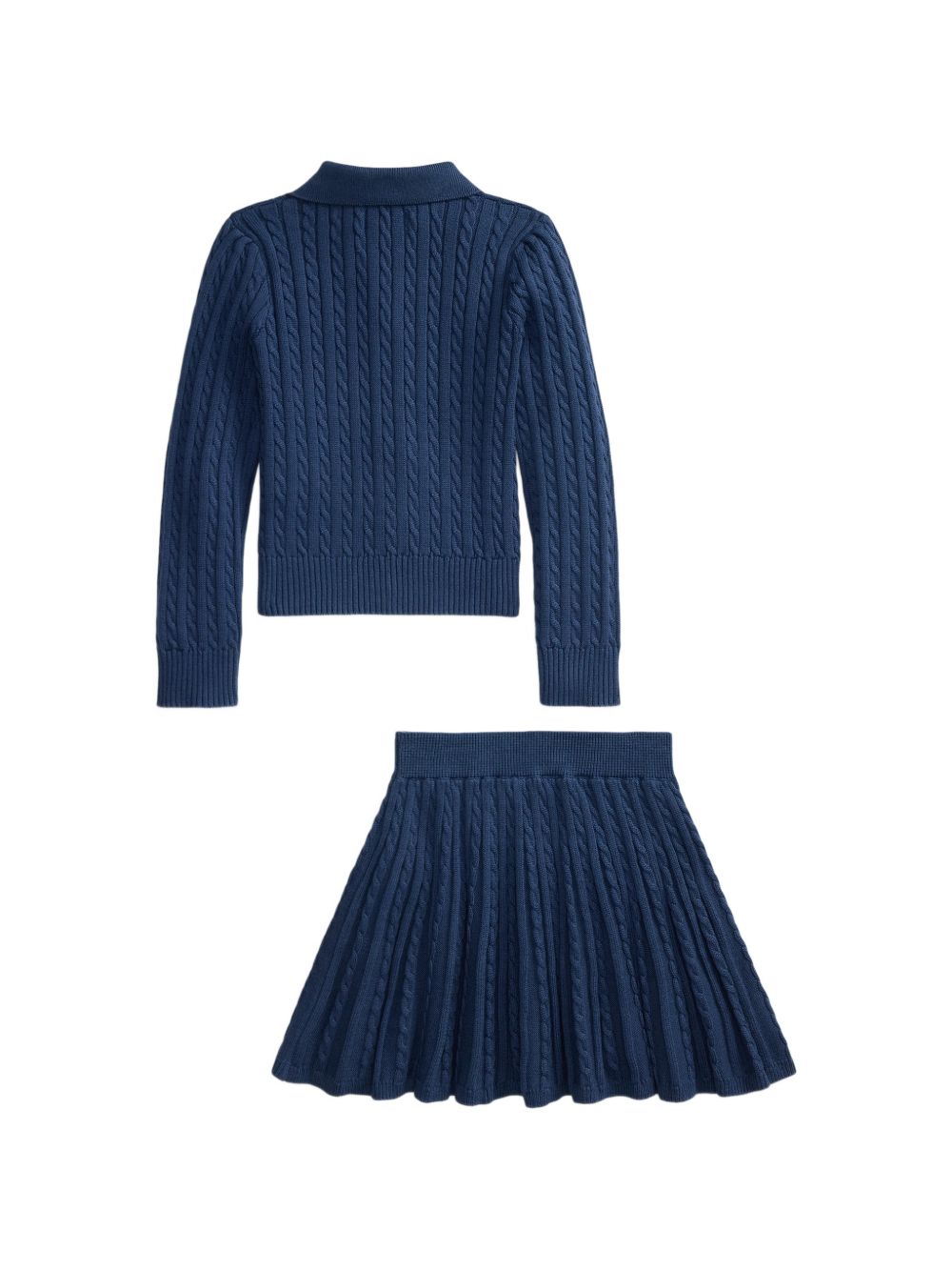 Completo cardigan e gonna per bambina Polo Ralph Lauren Kids blu con motivo a trecce 312950779 NAVY Ralph Lauren kids 