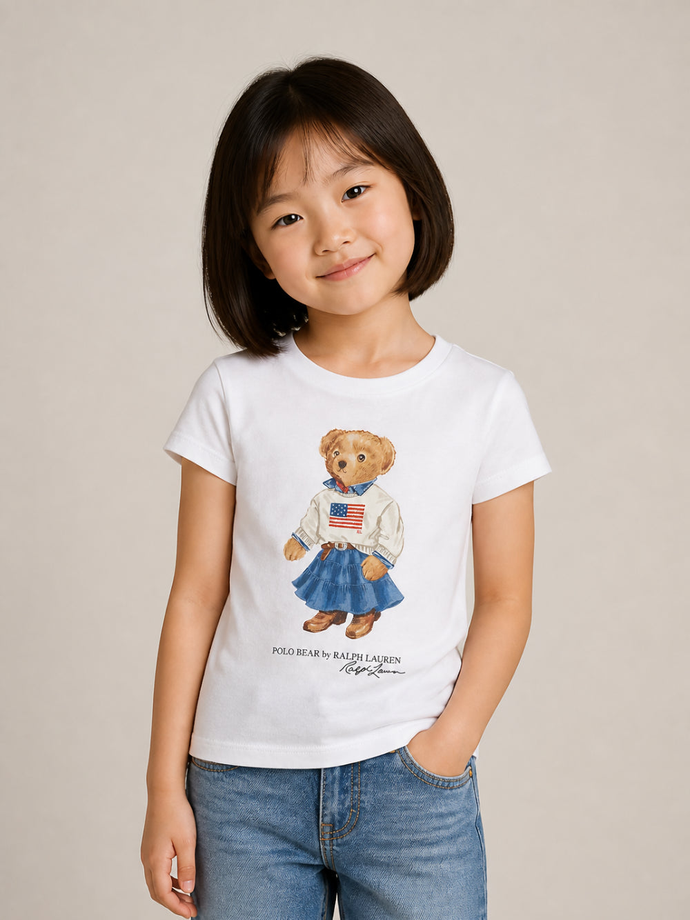 T-shirt per bambina Polo Ralph Lauren Kids bianca con stampa Polo Bear 312A98403 001 Ralph Lauren kids 