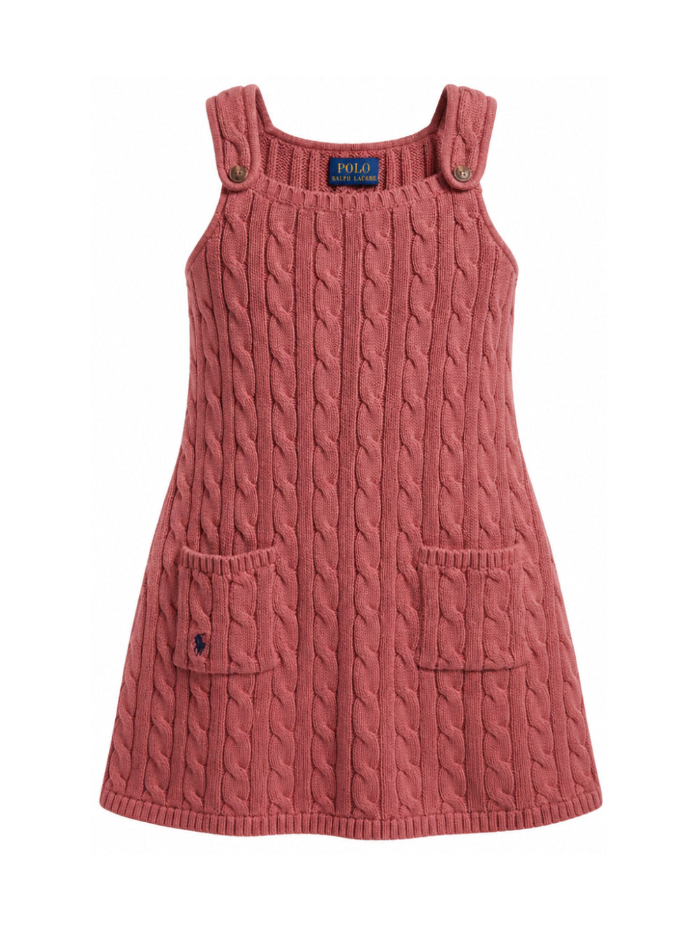 Abito per bambina Ralph Lauren Kids rosa a trecce con spalline abbottonate 312B25927 001 Ralph Lauren kids 
