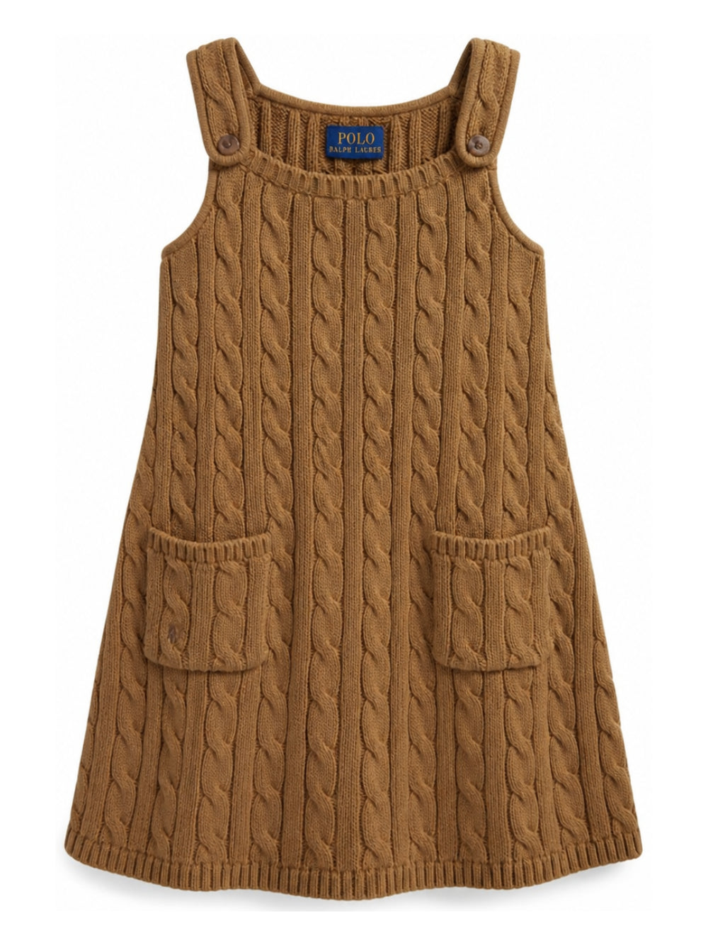 Abito per bambina Ralph Lauren Kids marrone chiaro a trecce con spalline abbottonate 312B25927 002 Ralph Lauren kids 