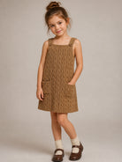 Abito per bambina Ralph Lauren Kids marrone chiaro a trecce con spalline abbottonate 312B25927 002 Ralph Lauren kids 