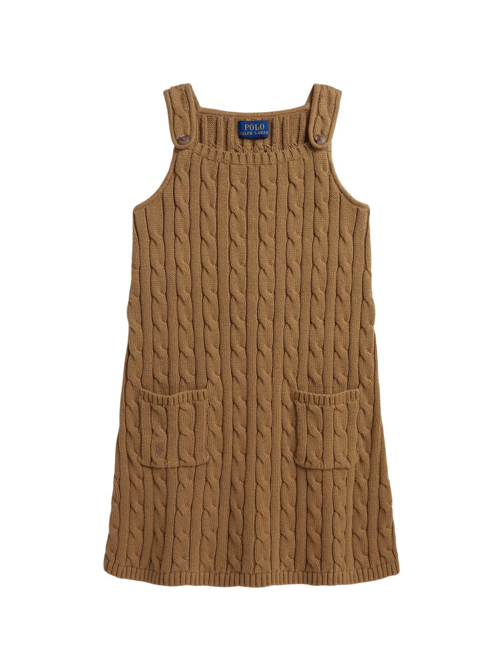 Abito per bambina Ralph Lauren Kids marrone chiaro a trecce con spalline abbottonate 312B25927 002 Ralph Lauren kids 