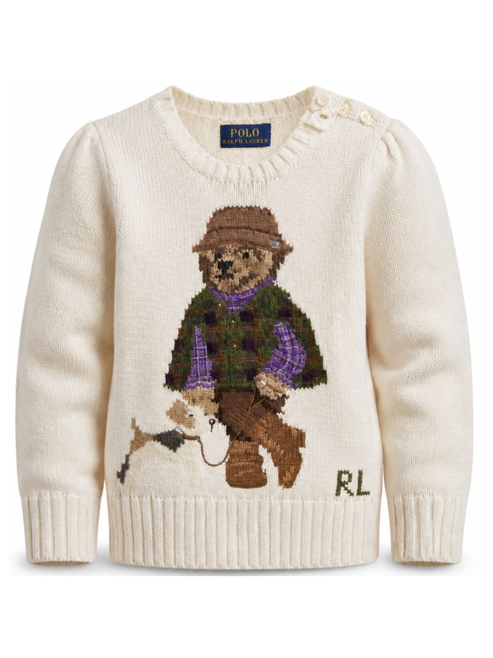 Maglione per bambina Polo Ralph Lauren Kids bianco con ricamo orsetto all-over 312B26004 001 Ralph Lauren kids 