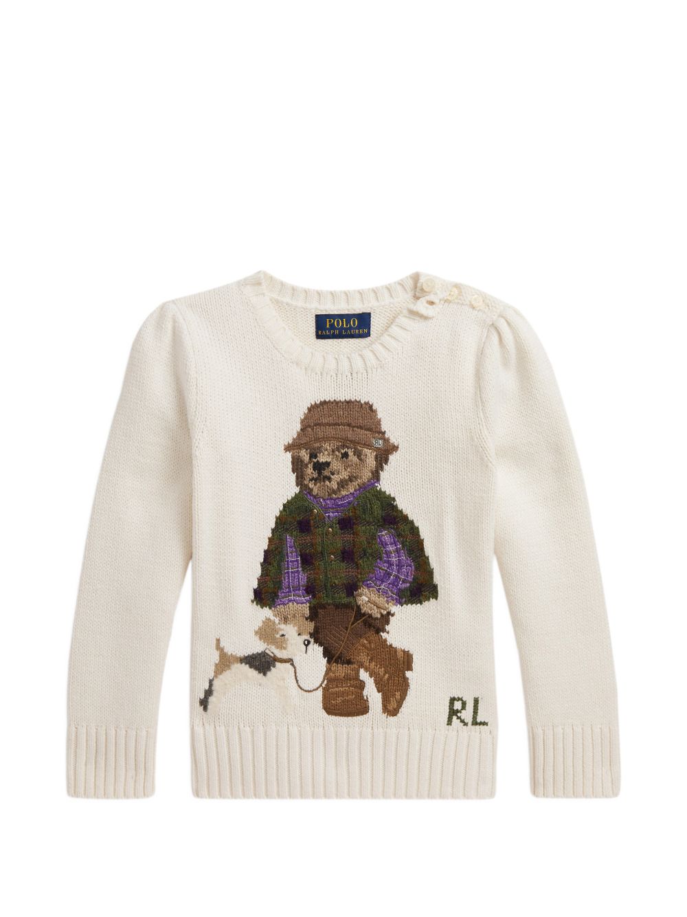 Maglione per bambina Polo Ralph Lauren Kids bianco con ricamo orsetto all-over 312B26004 001 Ralph Lauren kids 