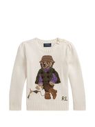 Maglione per bambina Polo Ralph Lauren Kids bianco con ricamo orsetto all-over 312B26004 001 Ralph Lauren kids 