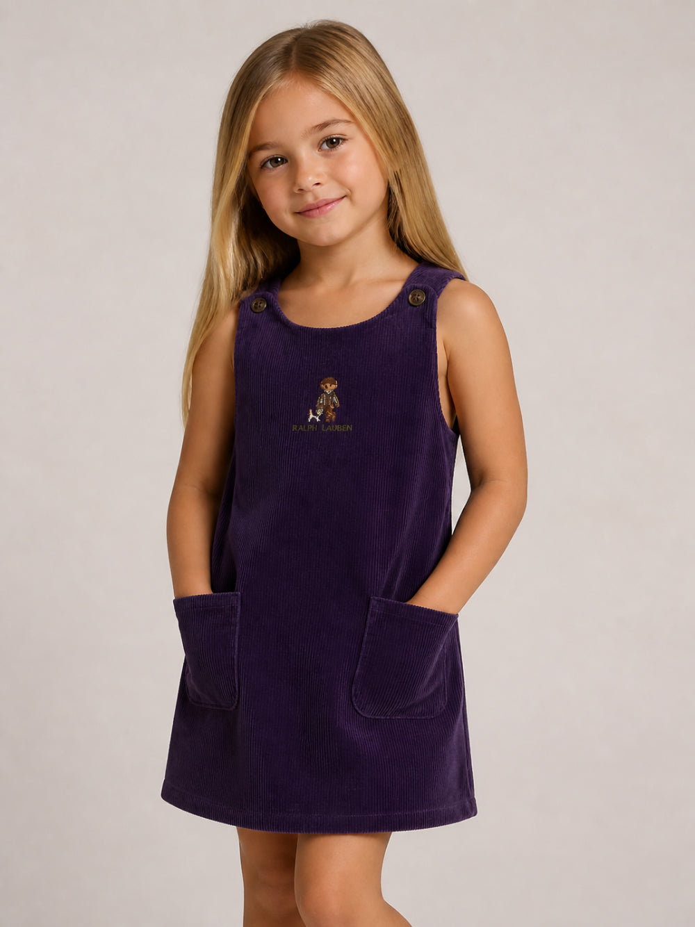 Abito per bambina Polo Ralph Lauren Kids viola con motivo Polo Bear 312B26458 001 Ralph Lauren kids 