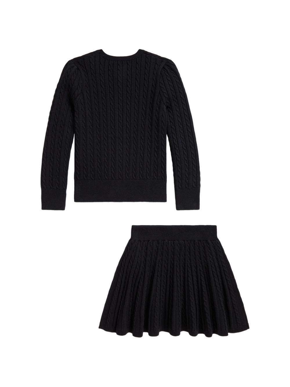 Set maglione e gonna per bambina Polo Ralph Lauren Kids nero con lavorazione intrecciata 312B28257 001 Ralph Lauren kids 