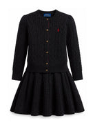 Set maglione e gonna per bambina Polo Ralph Lauren Kids nero con lavorazione intrecciata 312B28257 001 Ralph Lauren kids 