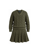 Set maglione e gonna per bambina Polo Ralph Lauren Kids verde con trama intrecciata 313978863 500 Ralph Lauren kids 
