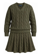 Set maglione e gonna per bambina Polo Ralph Lauren Kids verde con trama intrecciata 313978863 500 Ralph Lauren kids 