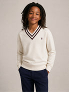 Felpa per bambino Polo Ralph Lauren Kids bianca con scollo a V 313B26259 001 Ralph Lauren kids 