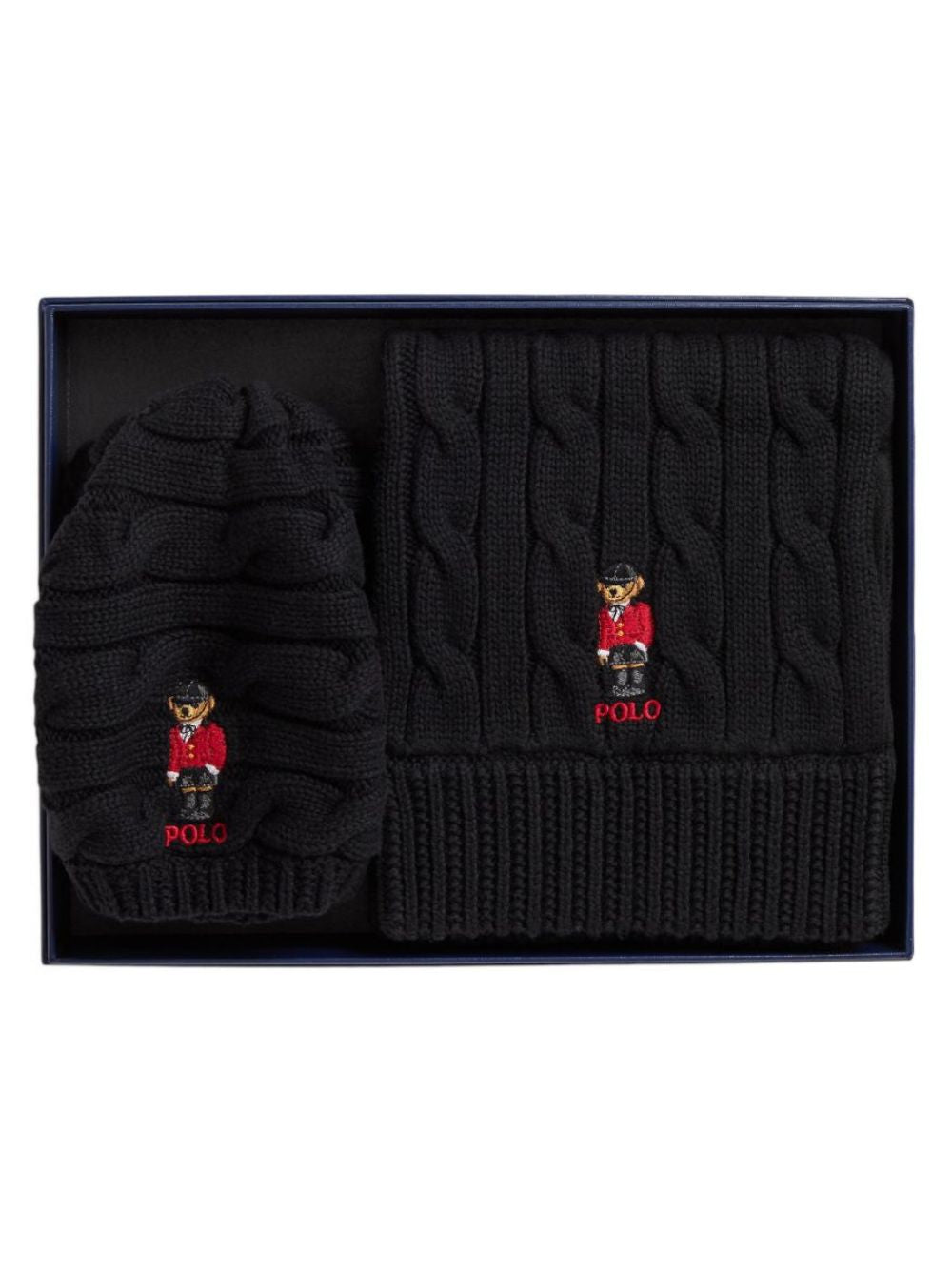 Set cappello e sciarpa per bambini Polo Ralph Lauren Kids nero con motivo Polo Bear 313B28318 001 Ralph Lauren kids 