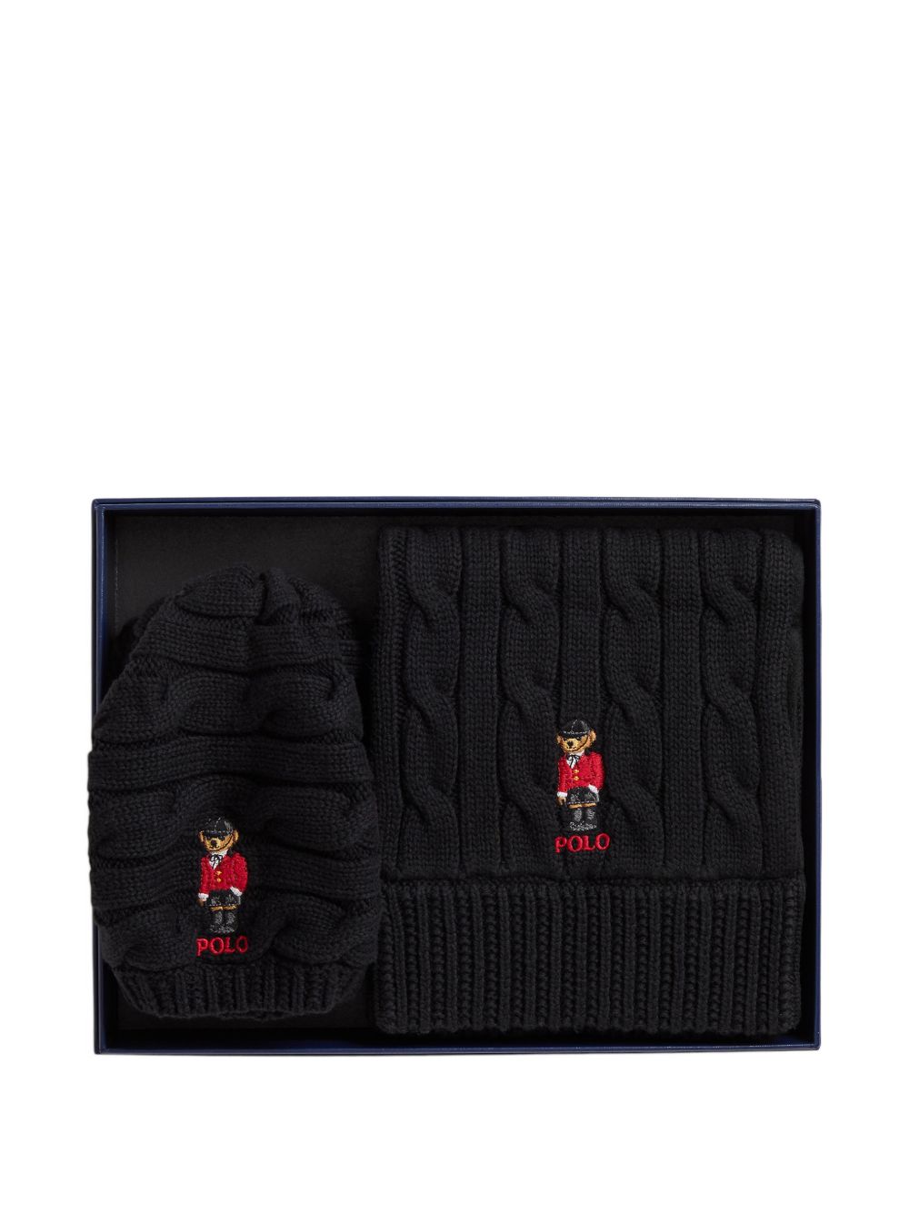 Set cappello e sciarpa per bambini Polo Ralph Lauren Kids nero con motivo Polo Bear 313B28318 001 Ralph Lauren kids 