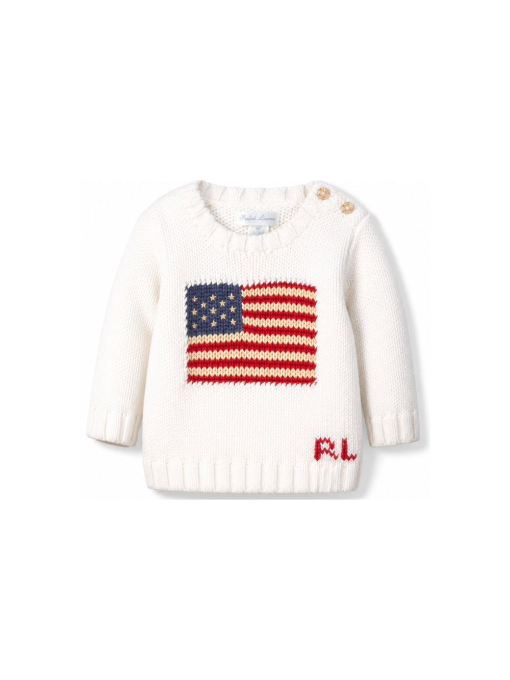 Maglione per neonato Polo Ralph Lauren Kids bianco con bandiera americana ricamata 320668285 006 Ralph Lauren kids 