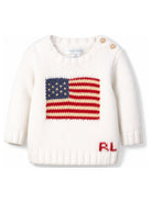 Maglione per neonato Polo Ralph Lauren Kids bianco con bandiera americana ricamata 320668285 006 Ralph Lauren kids 