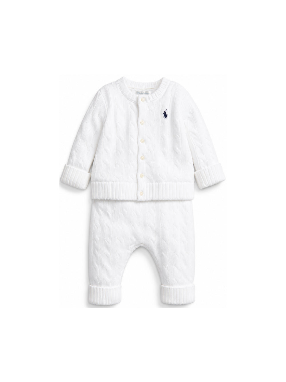 Set due pezzi maglione e pantaloni per neonati Polo Ralph Lauren Kids bianco con trama intrecciata 320966889 004 Ralph Lauren kids 