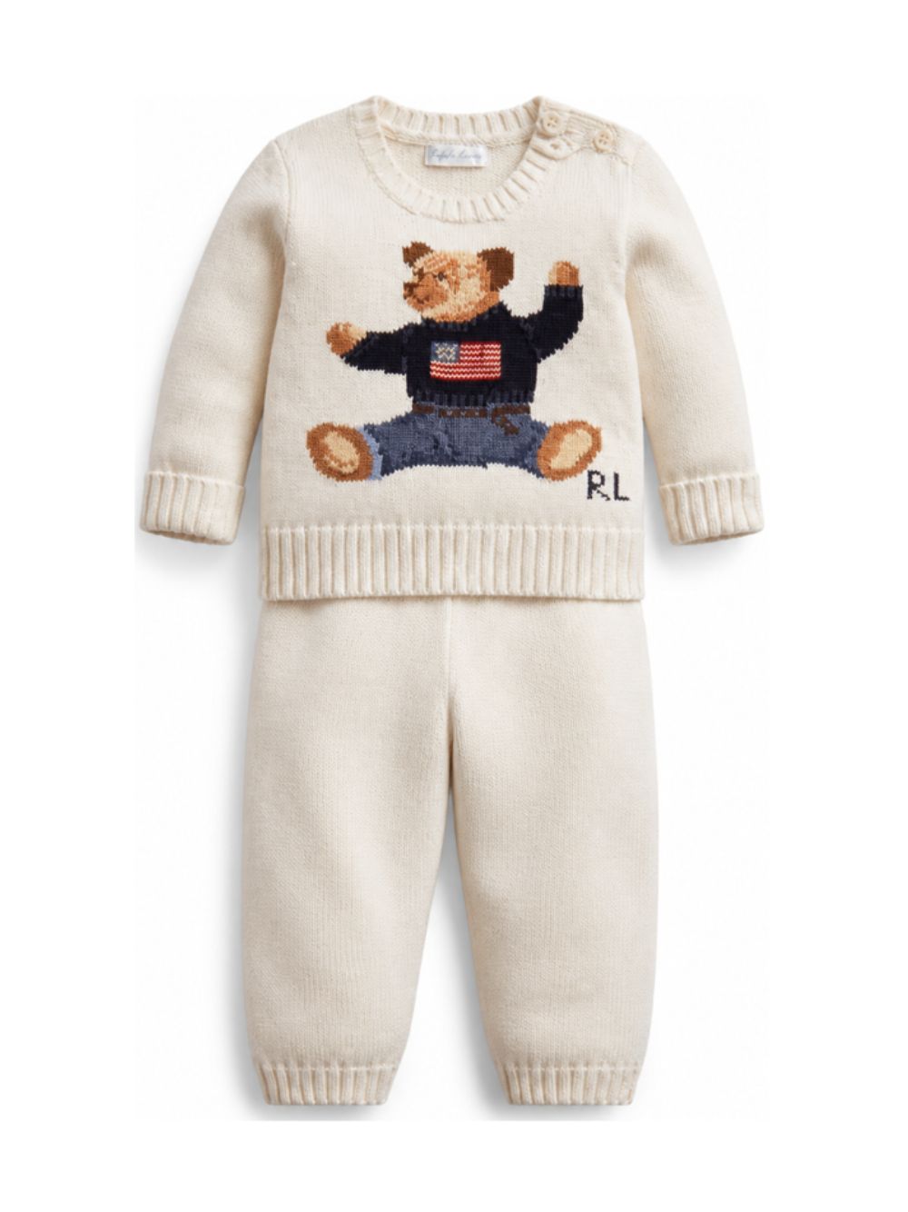 Set maglione e pantaloni per neonati Polo Ralph Lauren Kids bianco con ricamo Polo Bear sul davanti 320973695 500 Ralph Lauren kids 