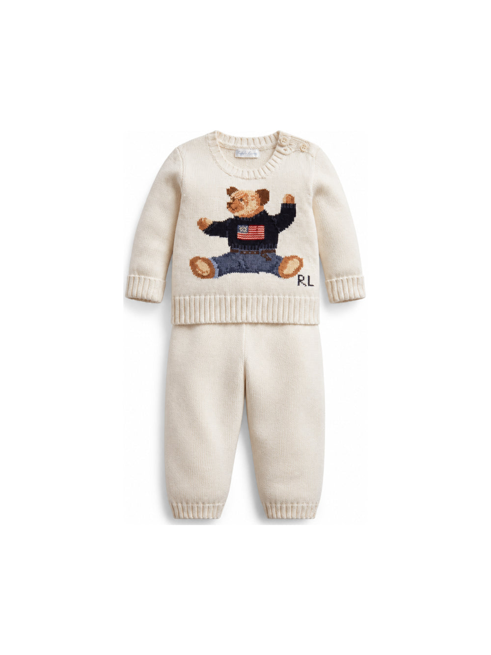Set maglione e pantaloni per neonati Polo Ralph Lauren Kids bianco con ricamo Polo Bear sul davanti 320973695 500 Ralph Lauren kids 